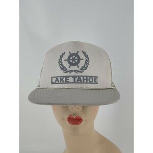 Vintage lake Tahoe Snapback Truckers Hat grey white, otto